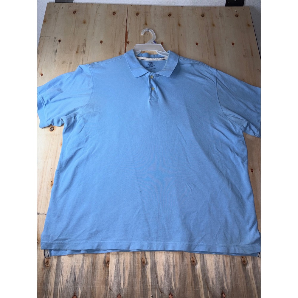 Faded Glory Mens 2XL Light Blue Short Sleeve 100% Cotton Pique Polo Shirt